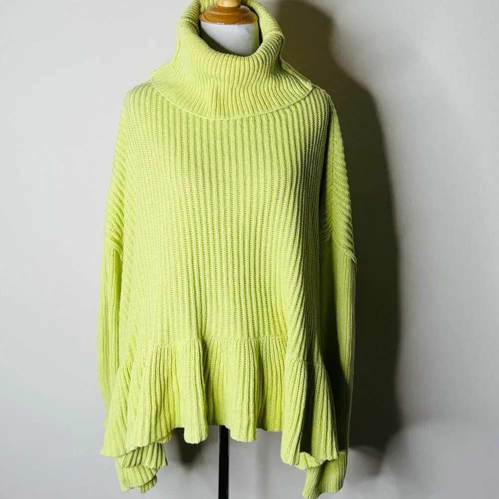 Free People Key Lime Layer Cake Oversized Peplum Sweater